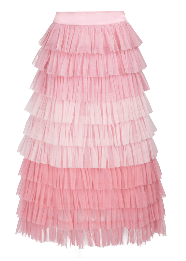 chic size inclusive model wearing JessaKae Falling Petals Skirt Pink / XXS Skirts
