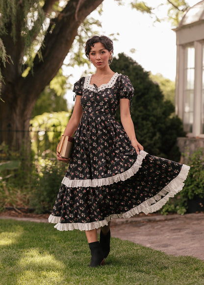 chic size inclusive model wearing JessaKae Fawn Dress