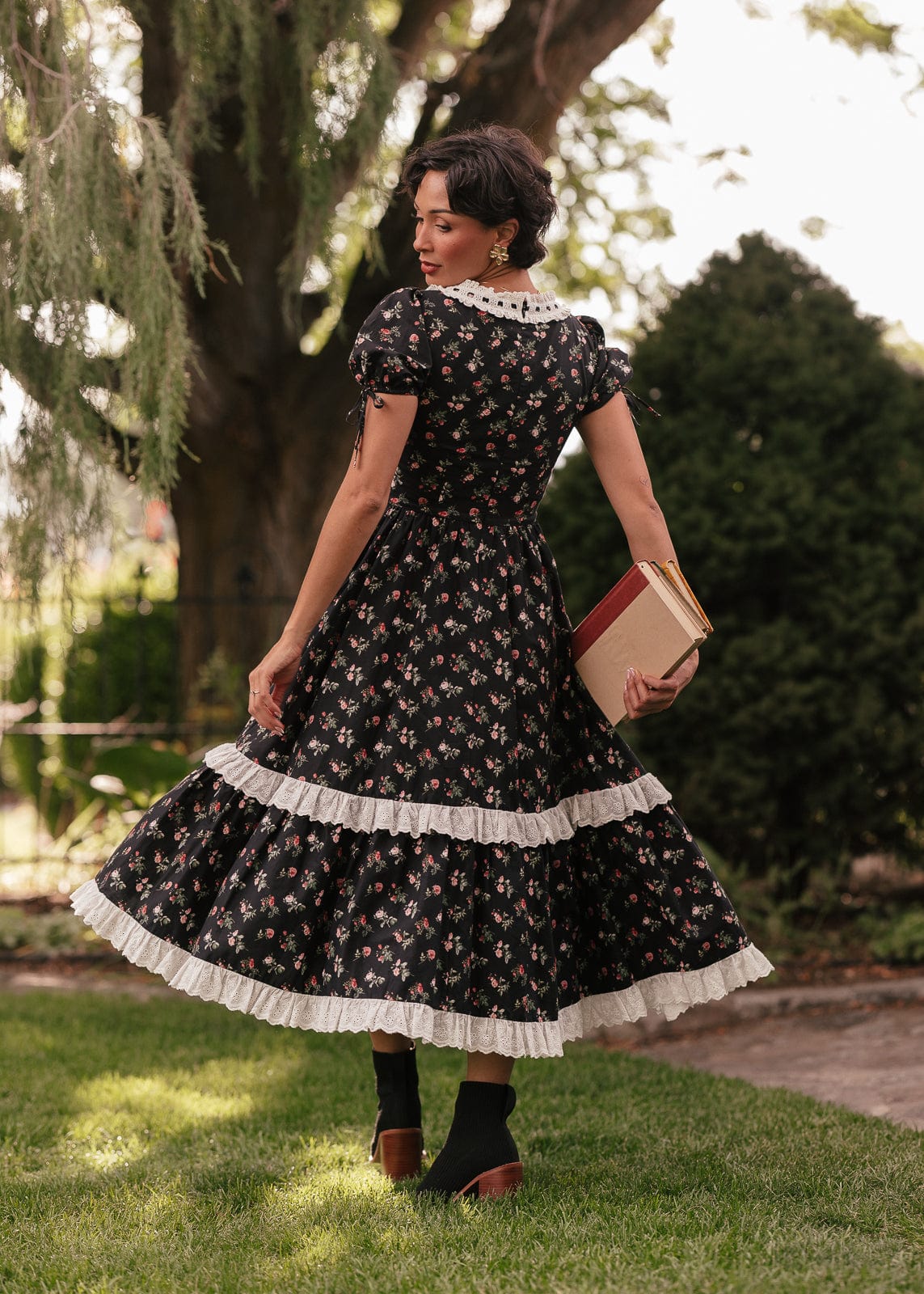 chic size inclusive model wearing JessaKae Fawn Dress