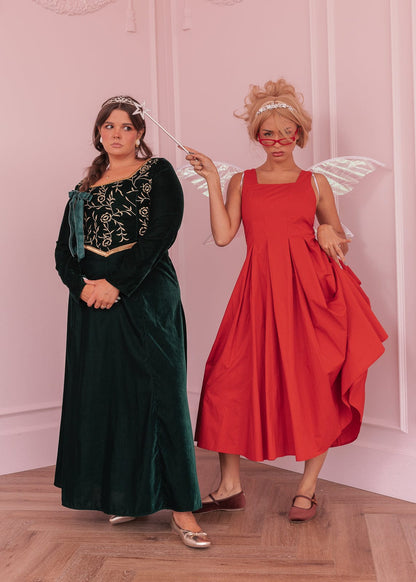 chic size inclusive model wearing JessaKae Fiona Dress