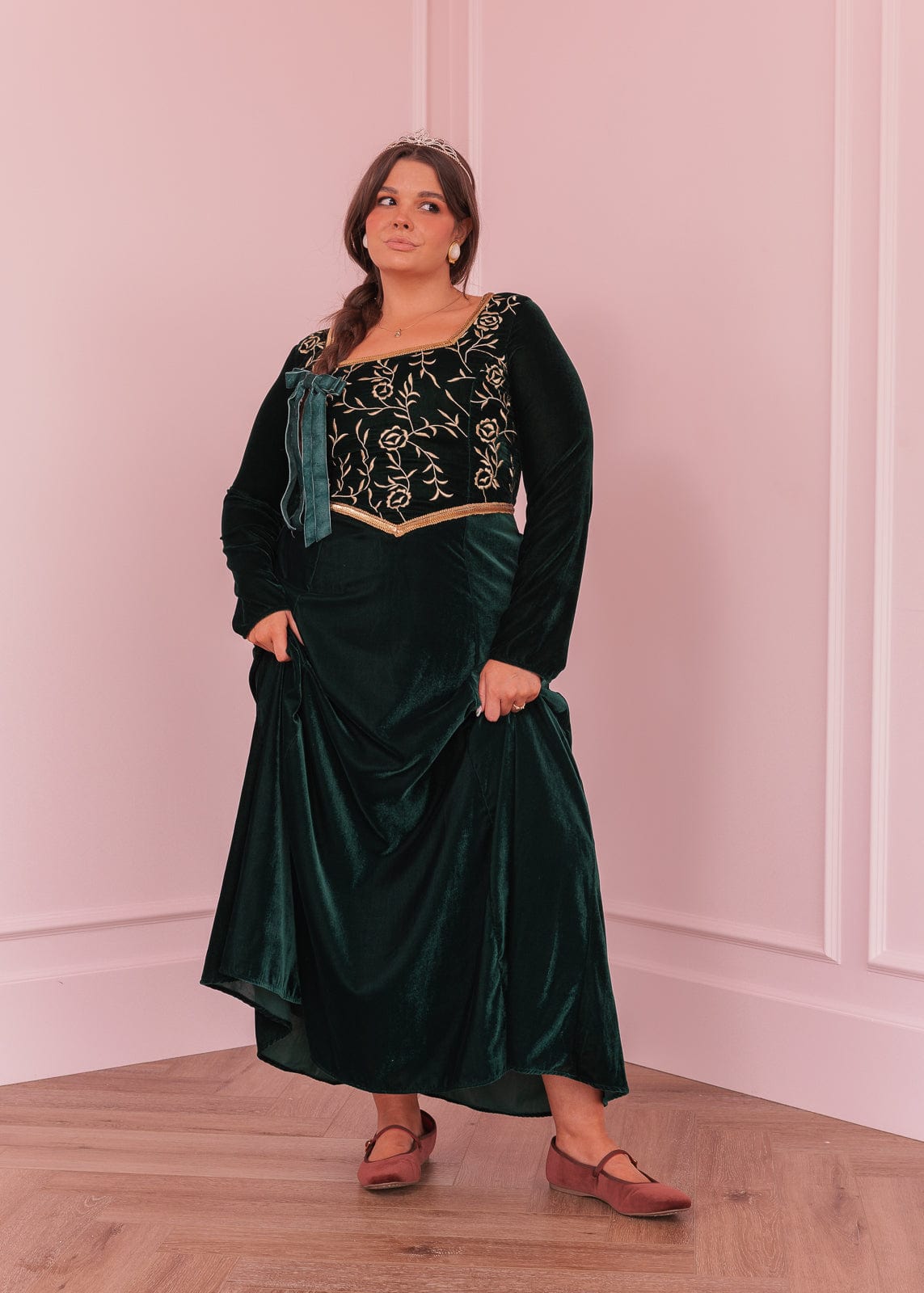 chic size inclusive model wearing JessaKae Fiona Dress