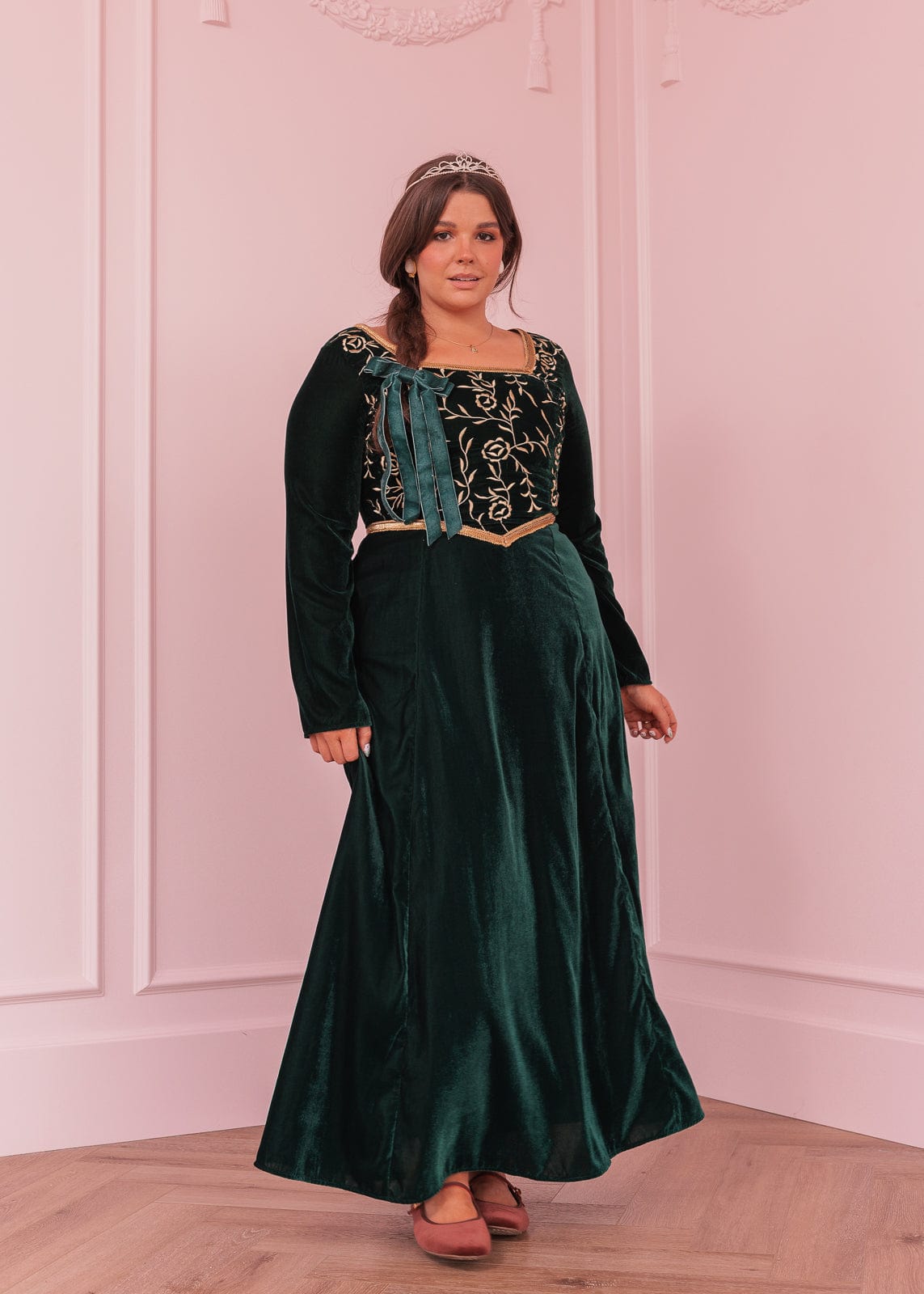 chic size inclusive model wearing JessaKae Fiona Dress