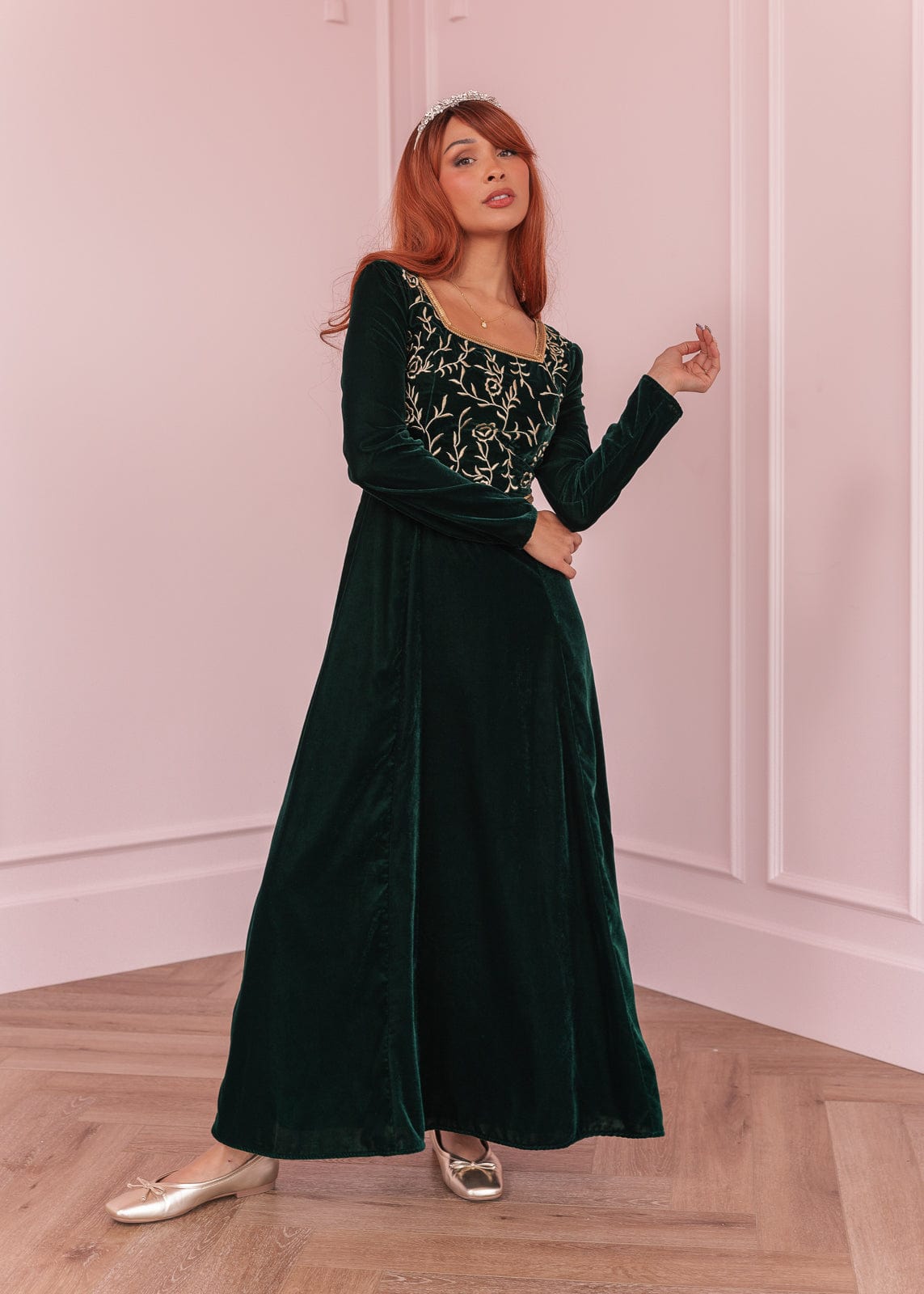 chic size inclusive model wearing JessaKae Fiona Dress