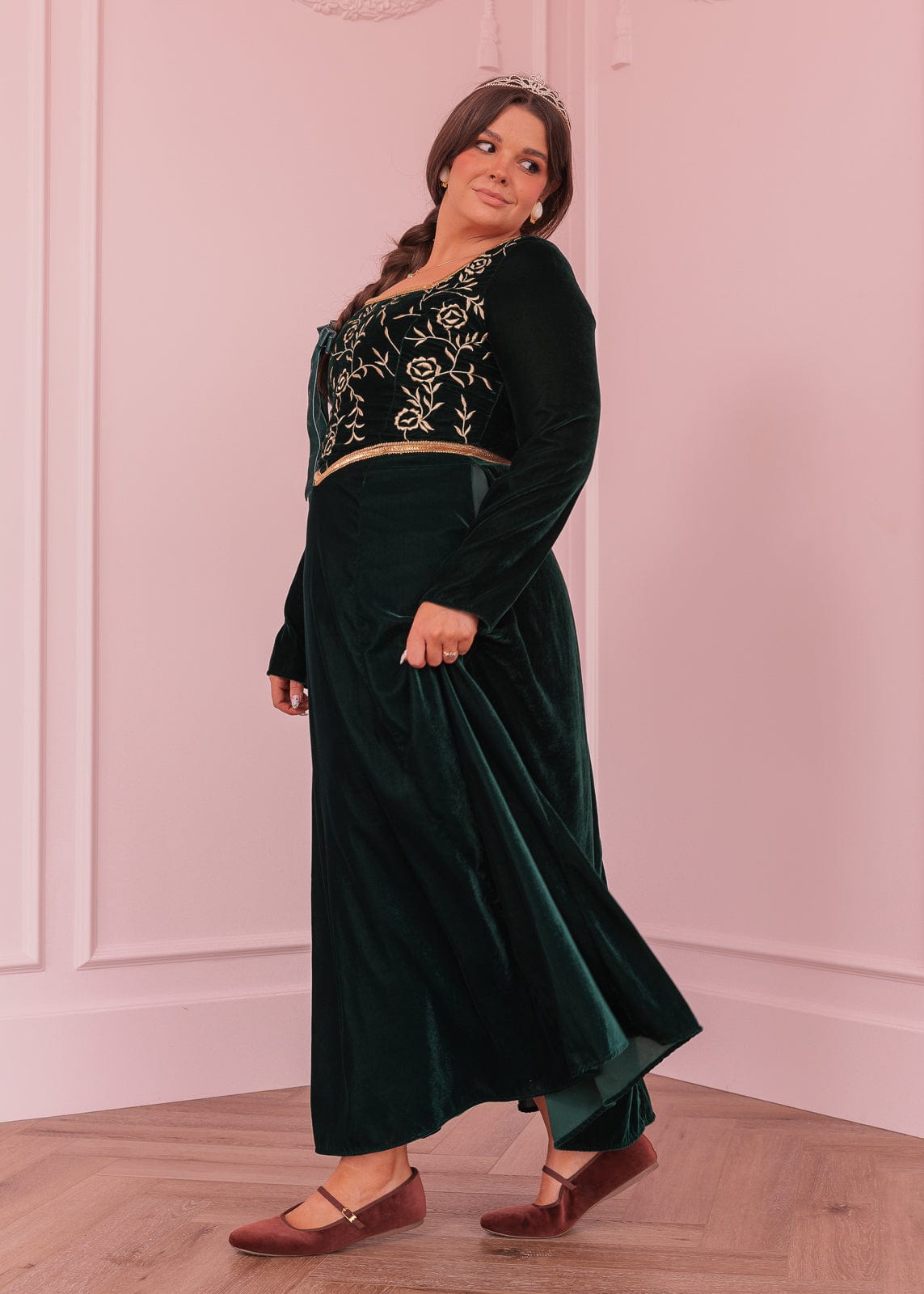 chic size inclusive model wearing JessaKae Fiona Dress