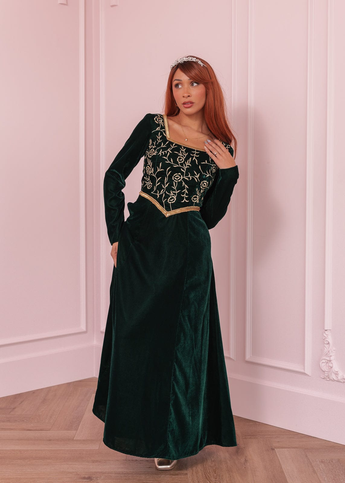 chic size inclusive model wearing JessaKae Fiona Dress