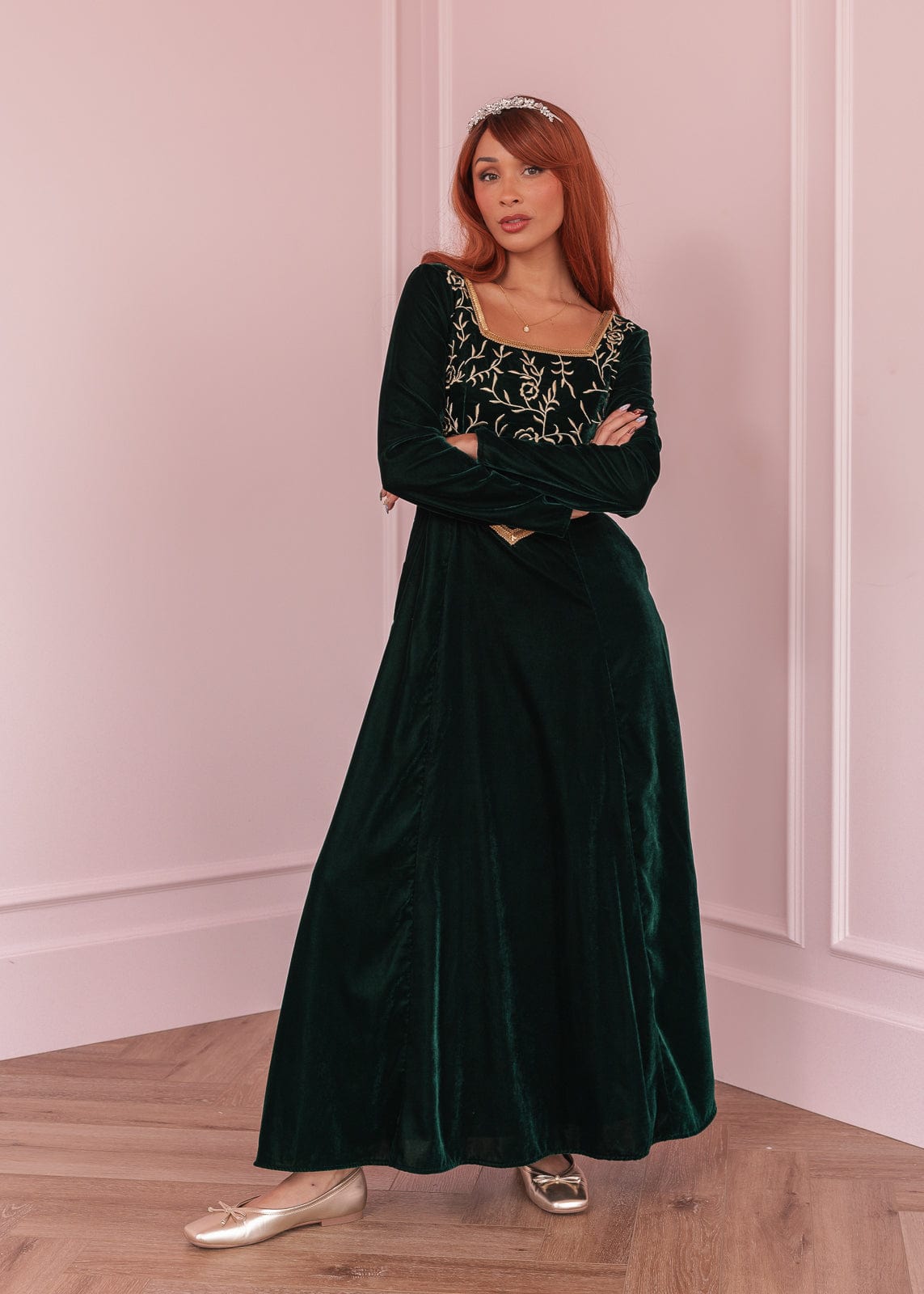 chic size inclusive model wearing JessaKae Fiona Dress