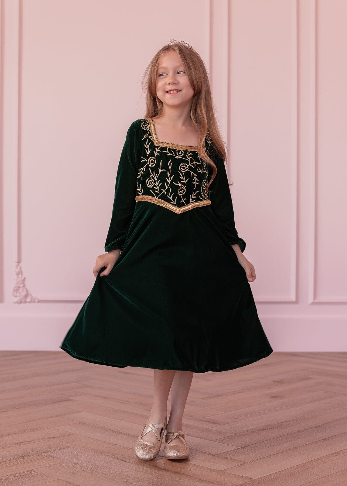 chic size inclusive model wearing JessaKae Fiona Girls Dress