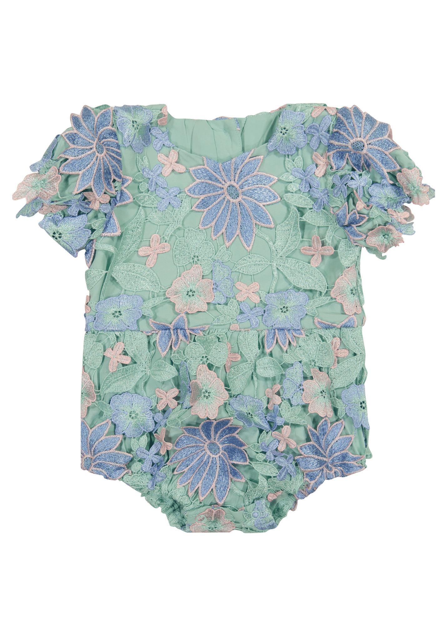 Flower Waltz Baby Romper - JessaKae - Flower Waltz Baby Romper - Mint / 0-3M