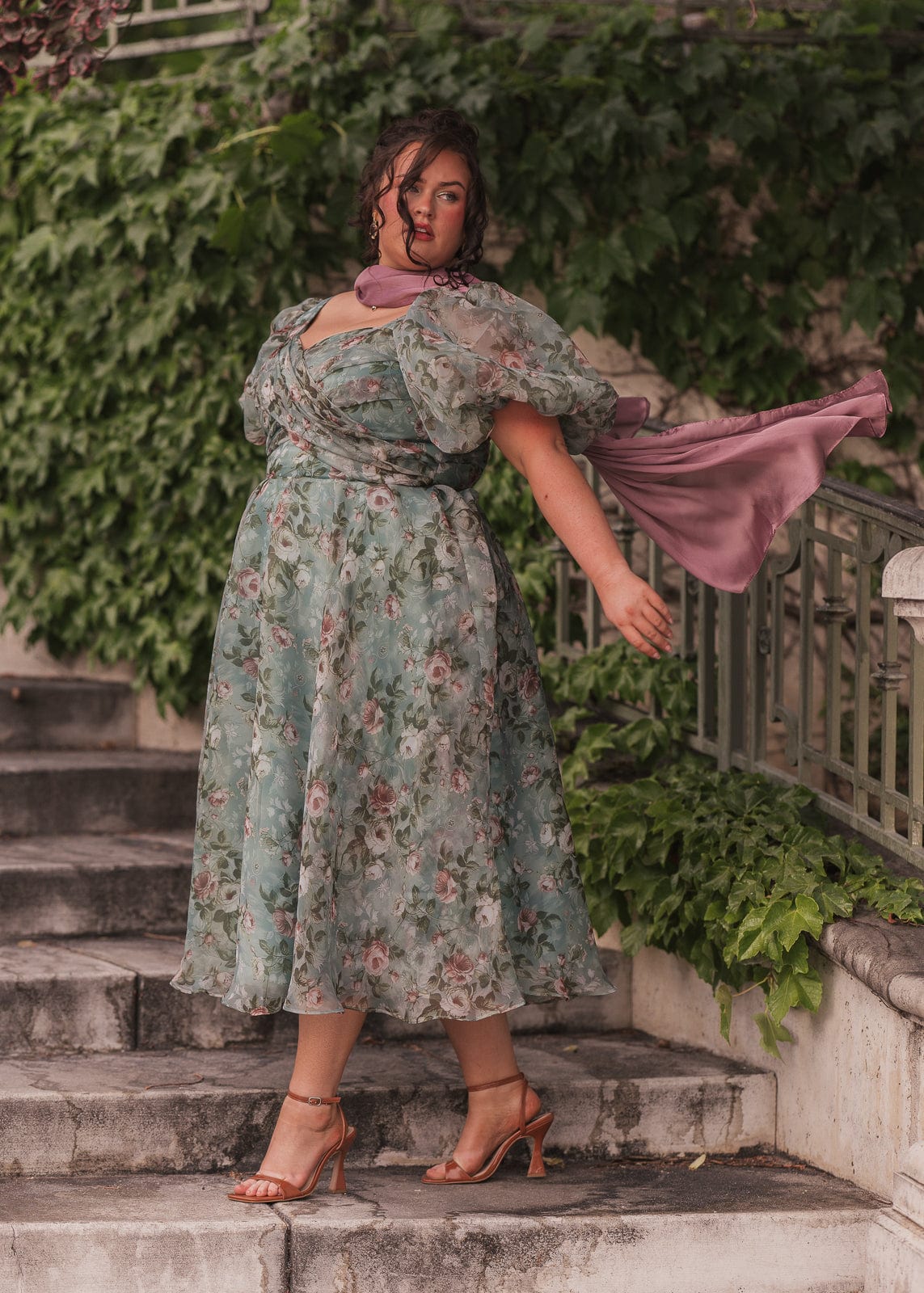 chic size inclusive model wearing JessaKae Gabriella Dress