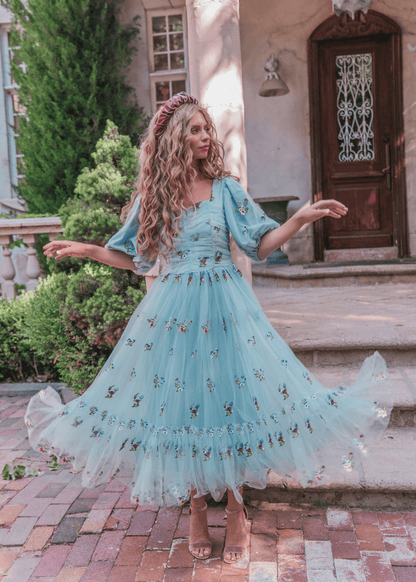 Garden Fairy Dress Dresses - JessaKae - Garden Fairy Dress - Fairy Blue / Midi / XXS