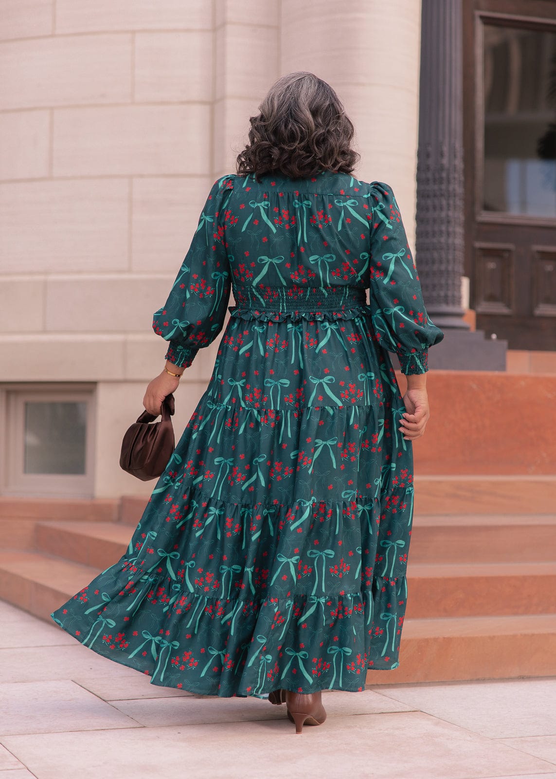 chic size inclusive model wearing JessaKae Garden Rose Dress