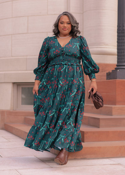 chic size inclusive model wearing JessaKae Garden Rose Dress