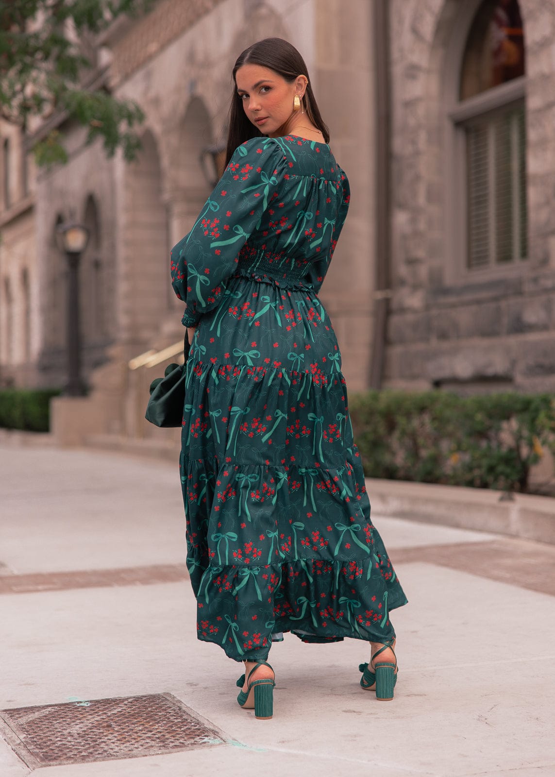 chic size inclusive model wearing JessaKae Garden Rose Dress