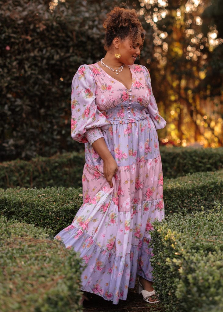 chic size inclusive model wearing JessaKae Garden Rose Dress Dresses