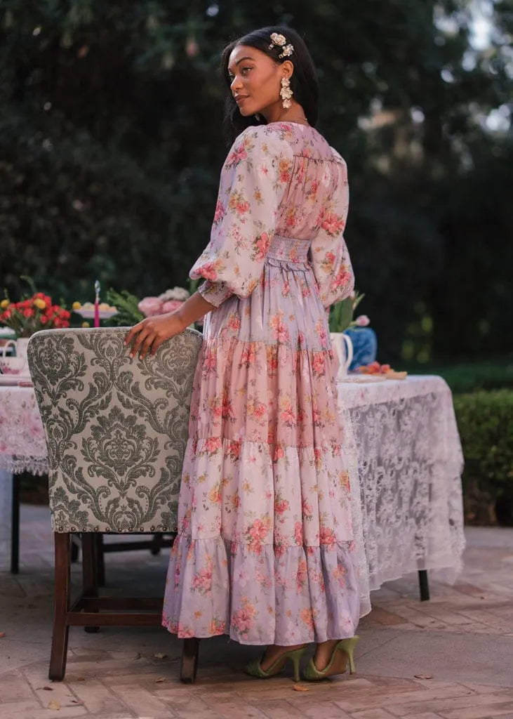 pink rose clothing dress ASOS DESIGN long angel sleeves midi in print If you strive to have all eyes on you this is just the right ensemble Justice Girls Beautiful Pink Rose