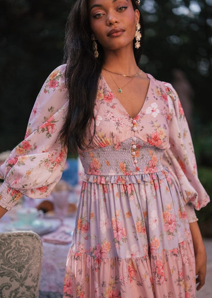 chic size inclusive model wearing JessaKae Garden Rose Dress Dresses