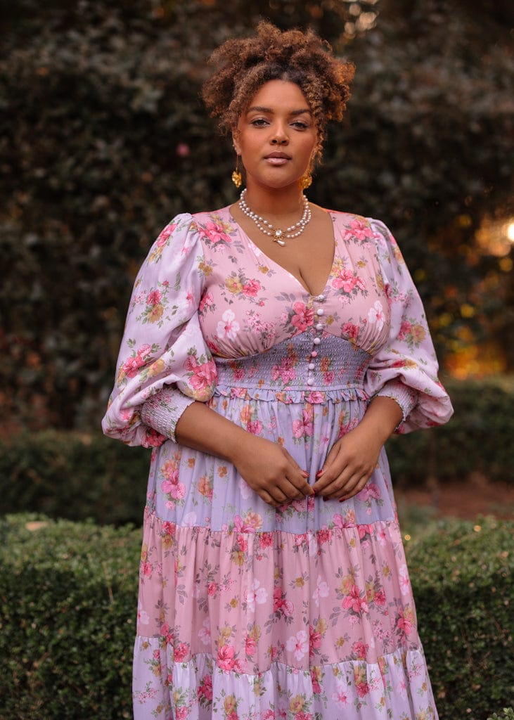 chic size inclusive model wearing JessaKae Garden Rose Dress Dresses