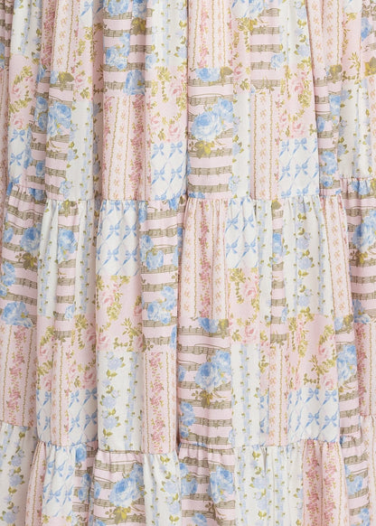 chic size inclusive model wearing JessaKae Garden Rose Patchwork Maxi Dress - Pink