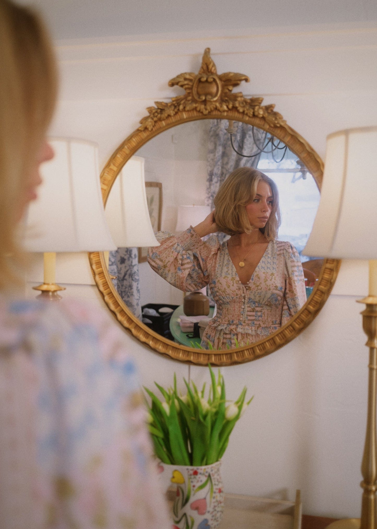 chic size inclusive model wearing JessaKae Garden Rose Patchwork Maxi Dress - Pink Dresses