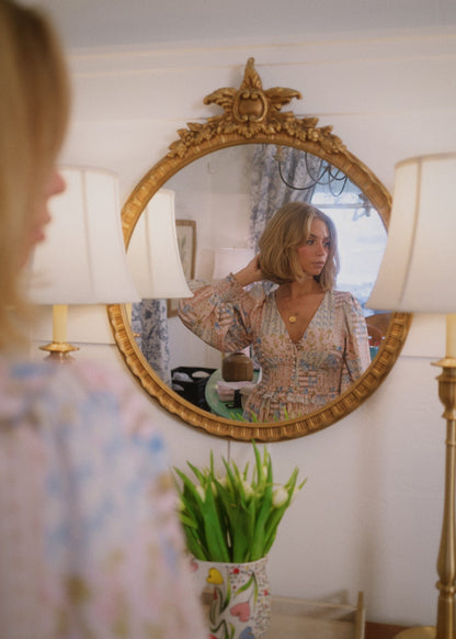 chic size inclusive model wearing JessaKae Garden Rose Patchwork Maxi Dress - Pink Dresses