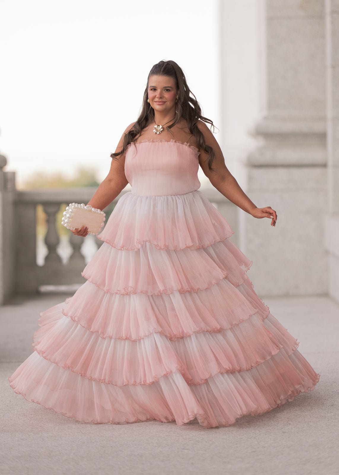 chic size inclusive model wearing JessaKae Genevieve Dress