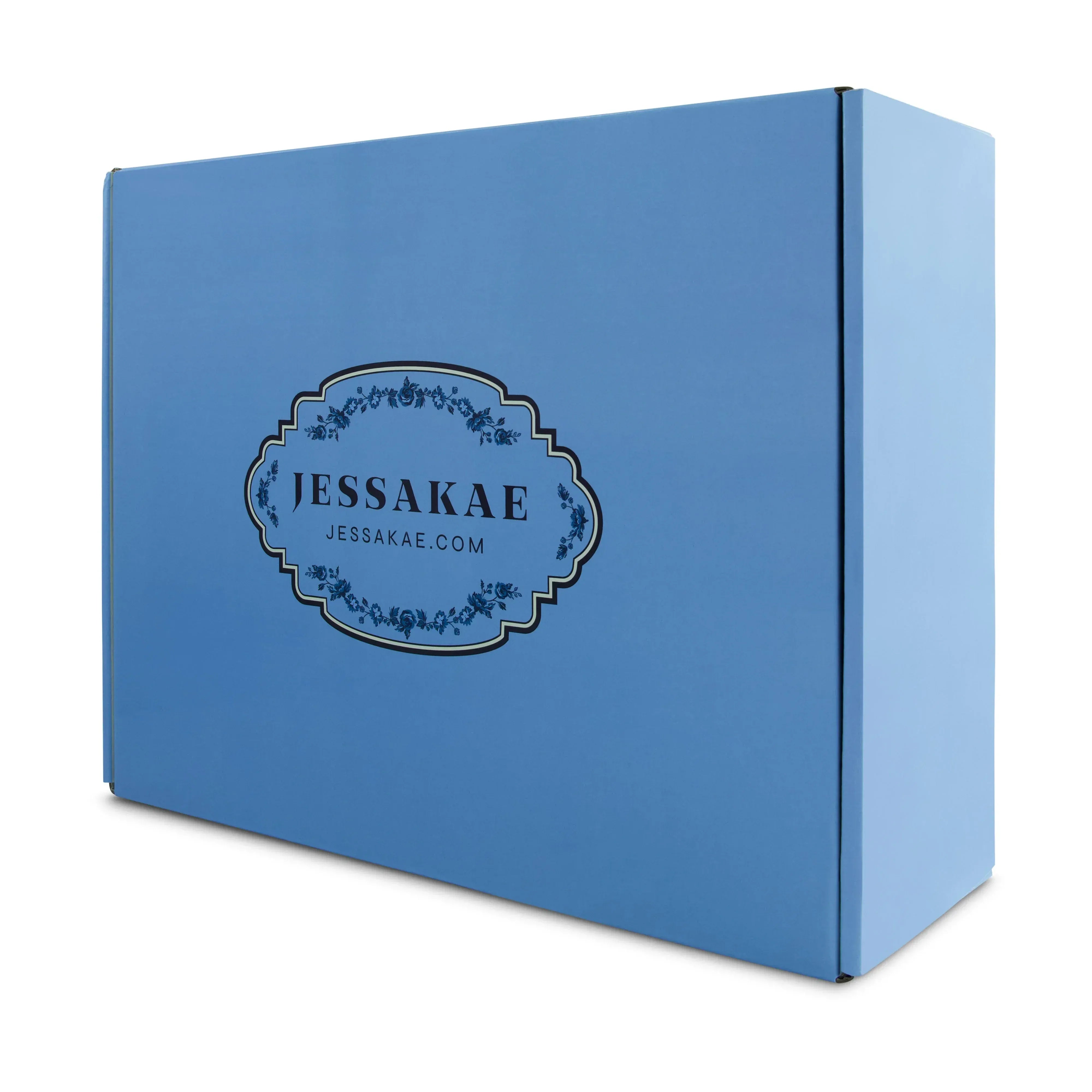 chic size inclusive model wearing JessaKae Gift Box Blue