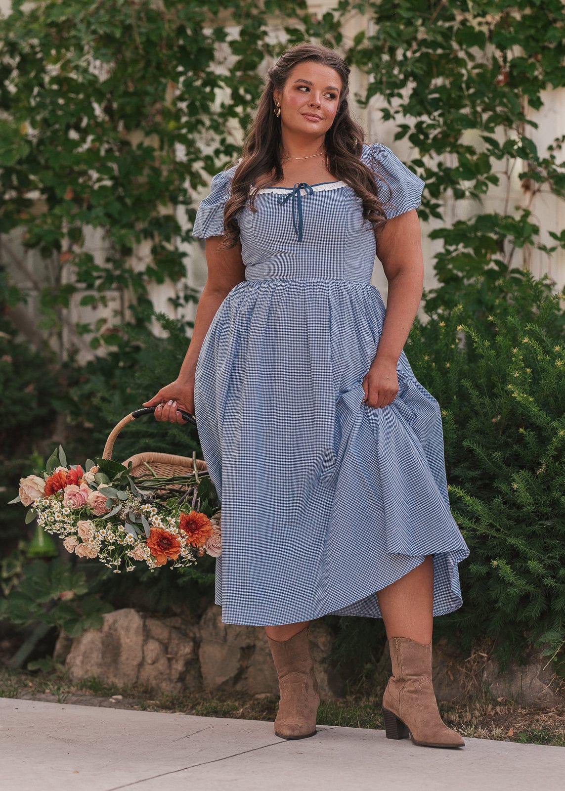 Giselle Micro Gingham Print Dress - Blue | Occasion Dress in Sizes XXS6X |  JessaKae