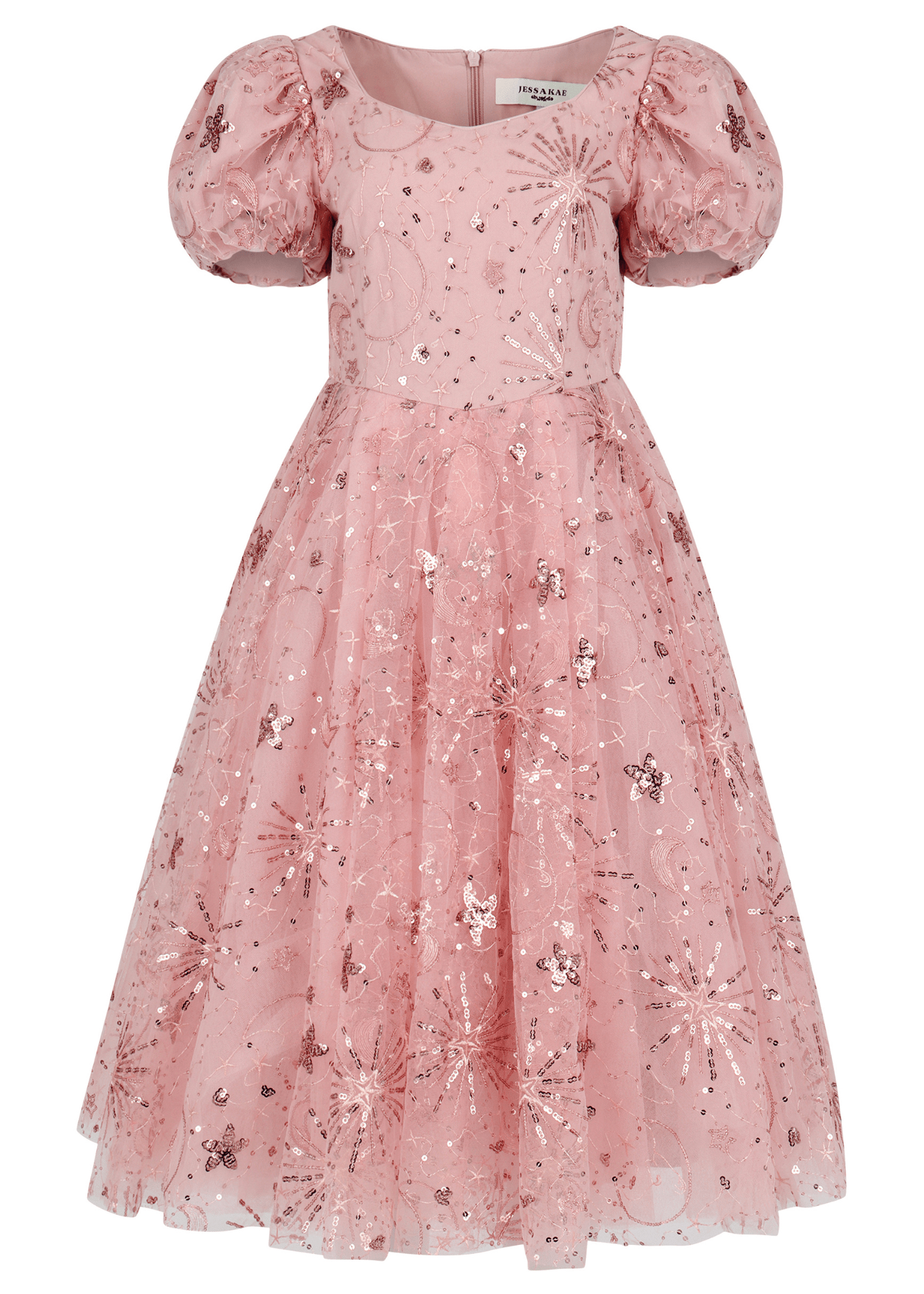 chic size inclusive model wearing JessaKae Glinda Dress Dresses Dress_Wishful Pink / XXS