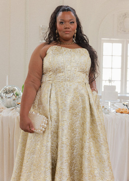 chic size inclusive model wearing JessaKae Gloria Dress