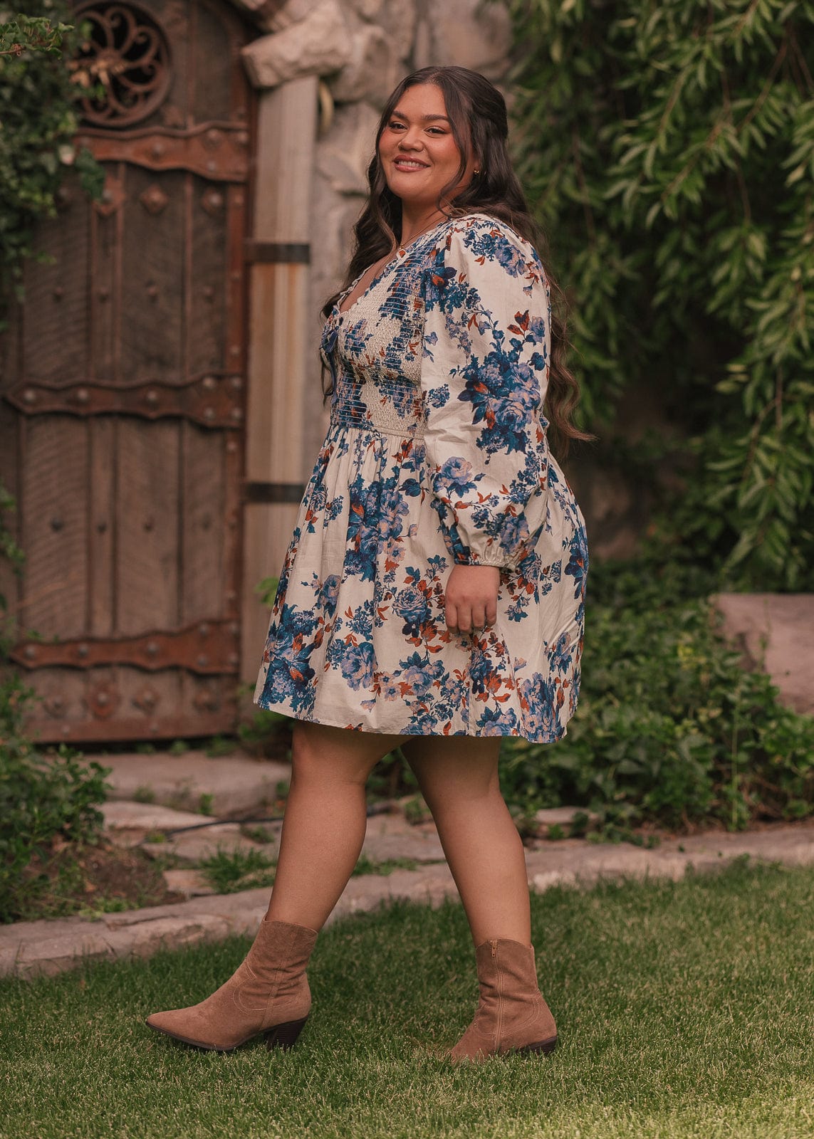 chic size inclusive model wearing JessaKae Hailey Dress