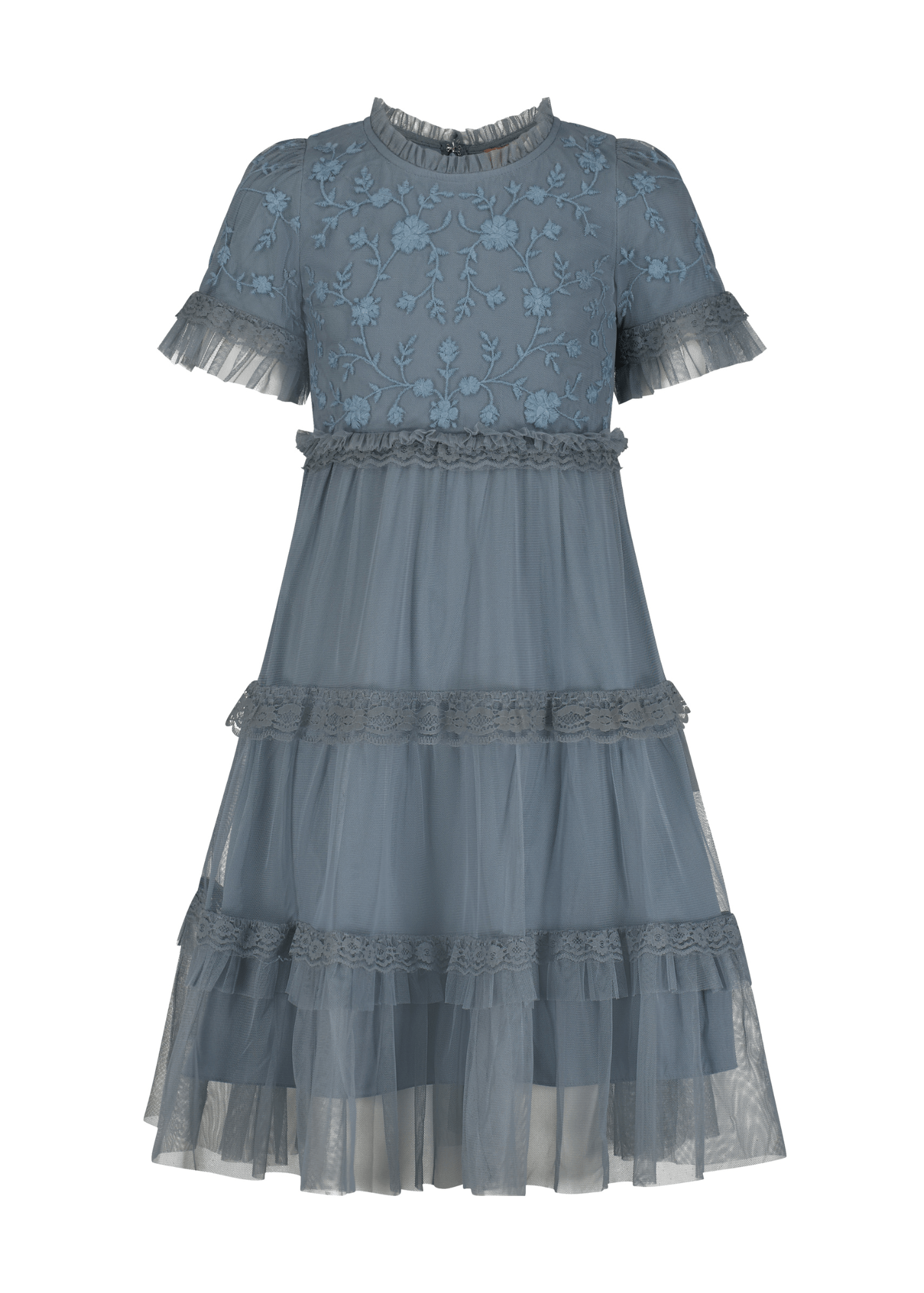 Harper Girls Dress - Slate Blue