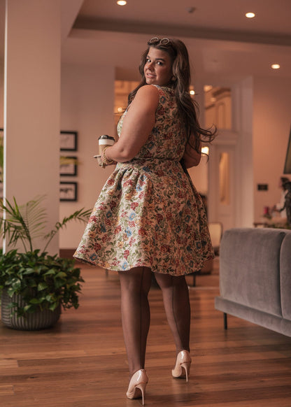 chic size inclusive model wearing JessaKae Hazel Dress