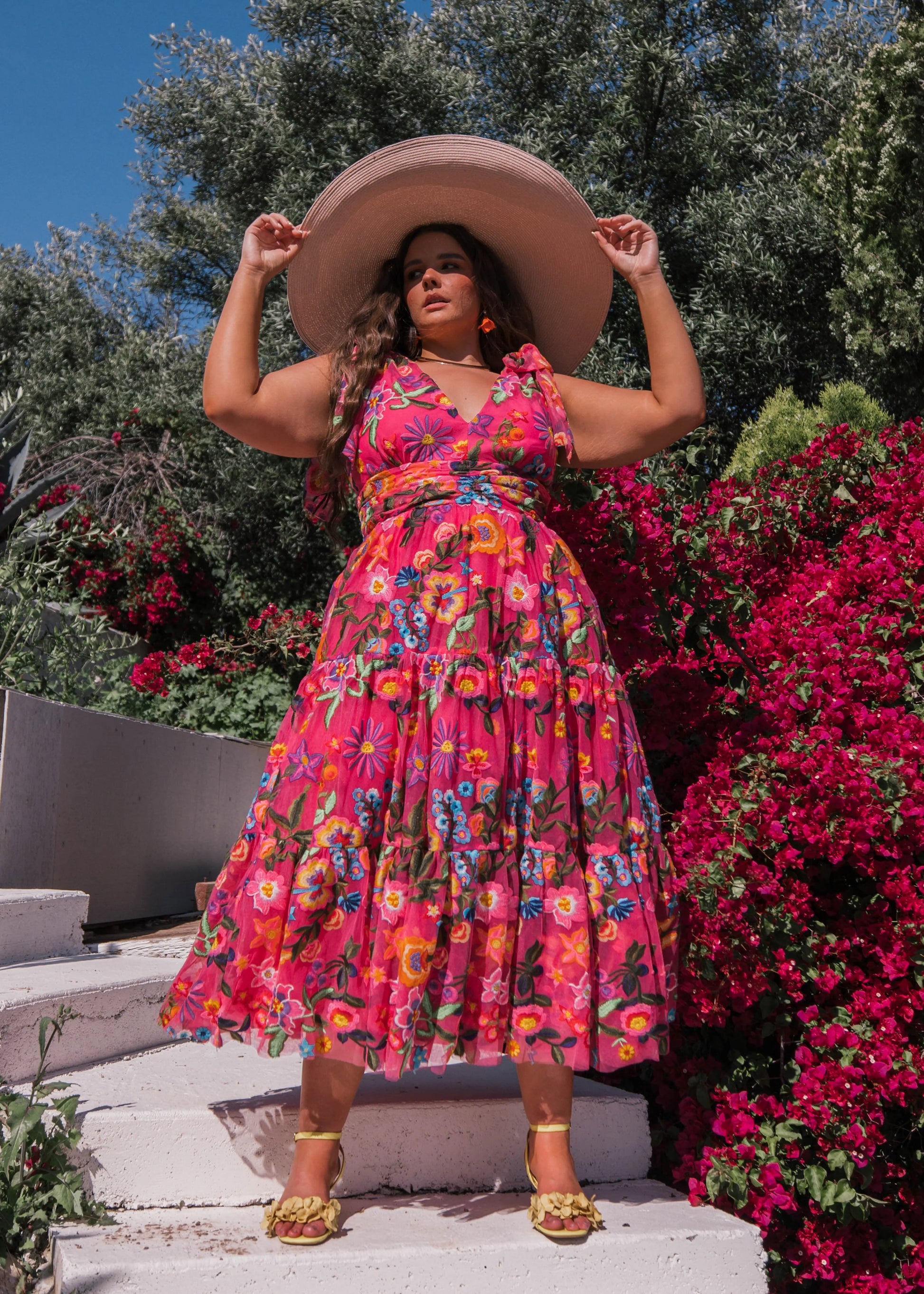 Hibiscus Sleeveless Empire Waist Midi Dress | Occasion Dress in Sizes XXS6X | JessaKae Hibiscus Sleeveless Empire Waist Midi Dress | Occasion Dress in Sizes XXS6X | JessaKae