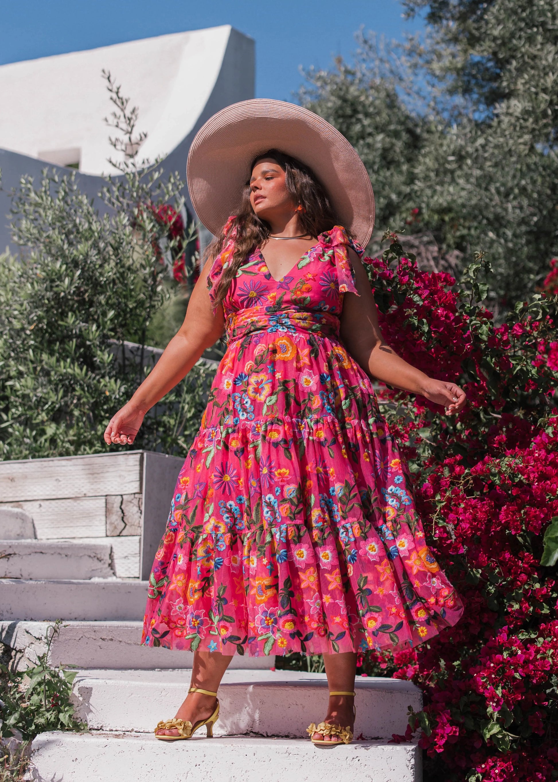 Hibiscus Sleeveless Empire Waist Midi Dress | Occasion Dress in Sizes XXS6X | JessaKae Hibiscus Sleeveless Empire Waist Midi Dress | Occasion Dress in Sizes XXS6X | JessaKae