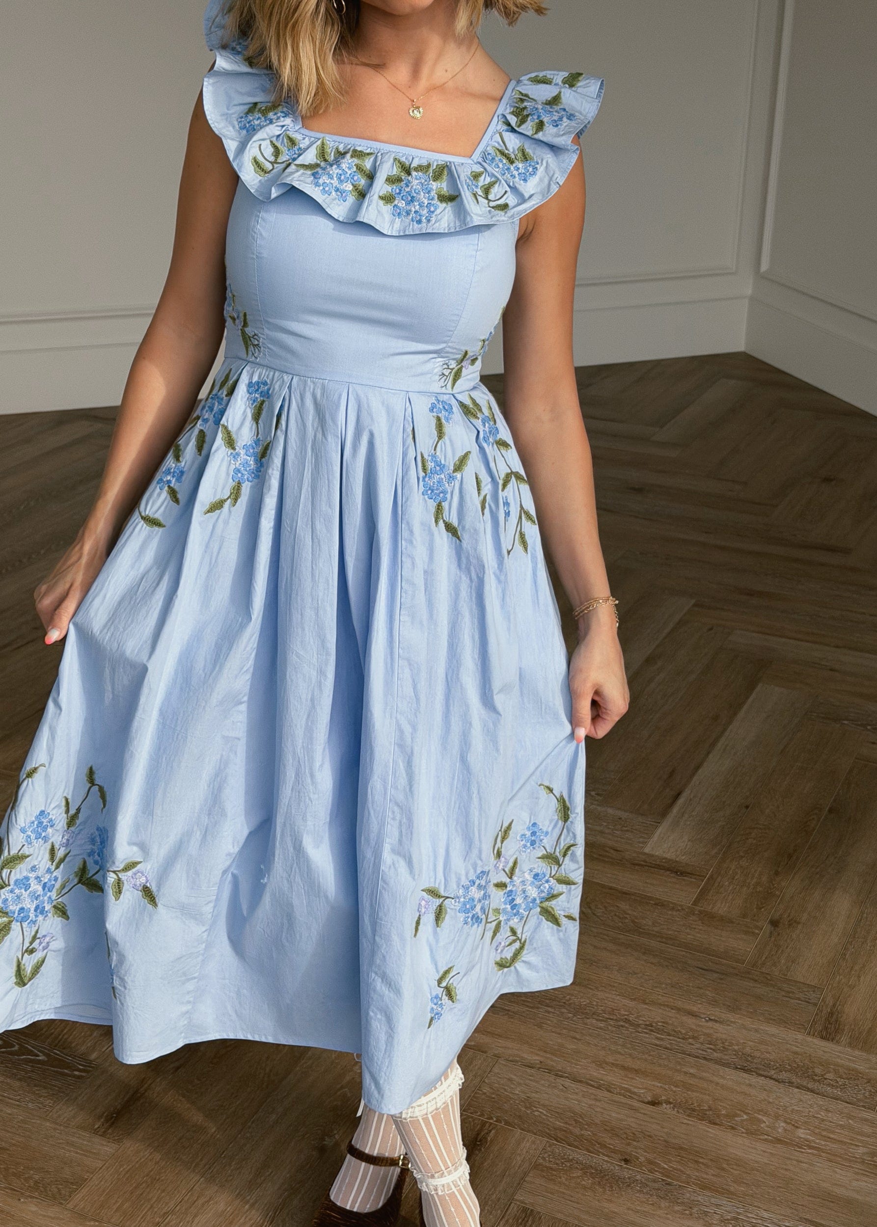 chic size inclusive model wearing JessaKae Hydrangea Dress Dresses