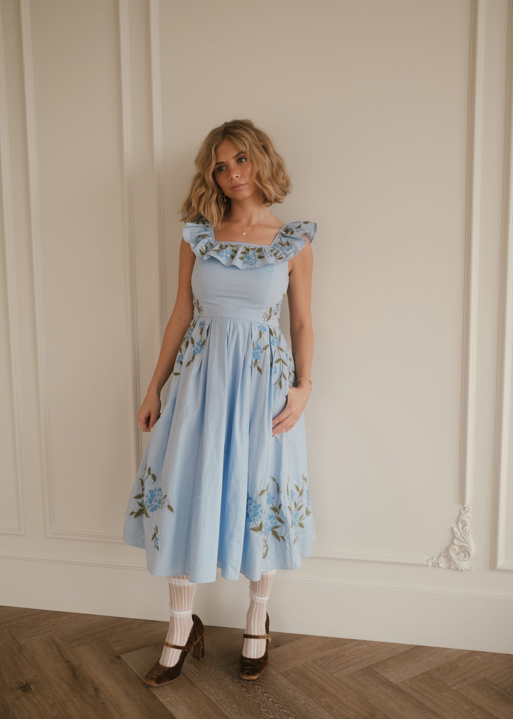 chic size inclusive model wearing JessaKae Hydrangea Dress Dresses