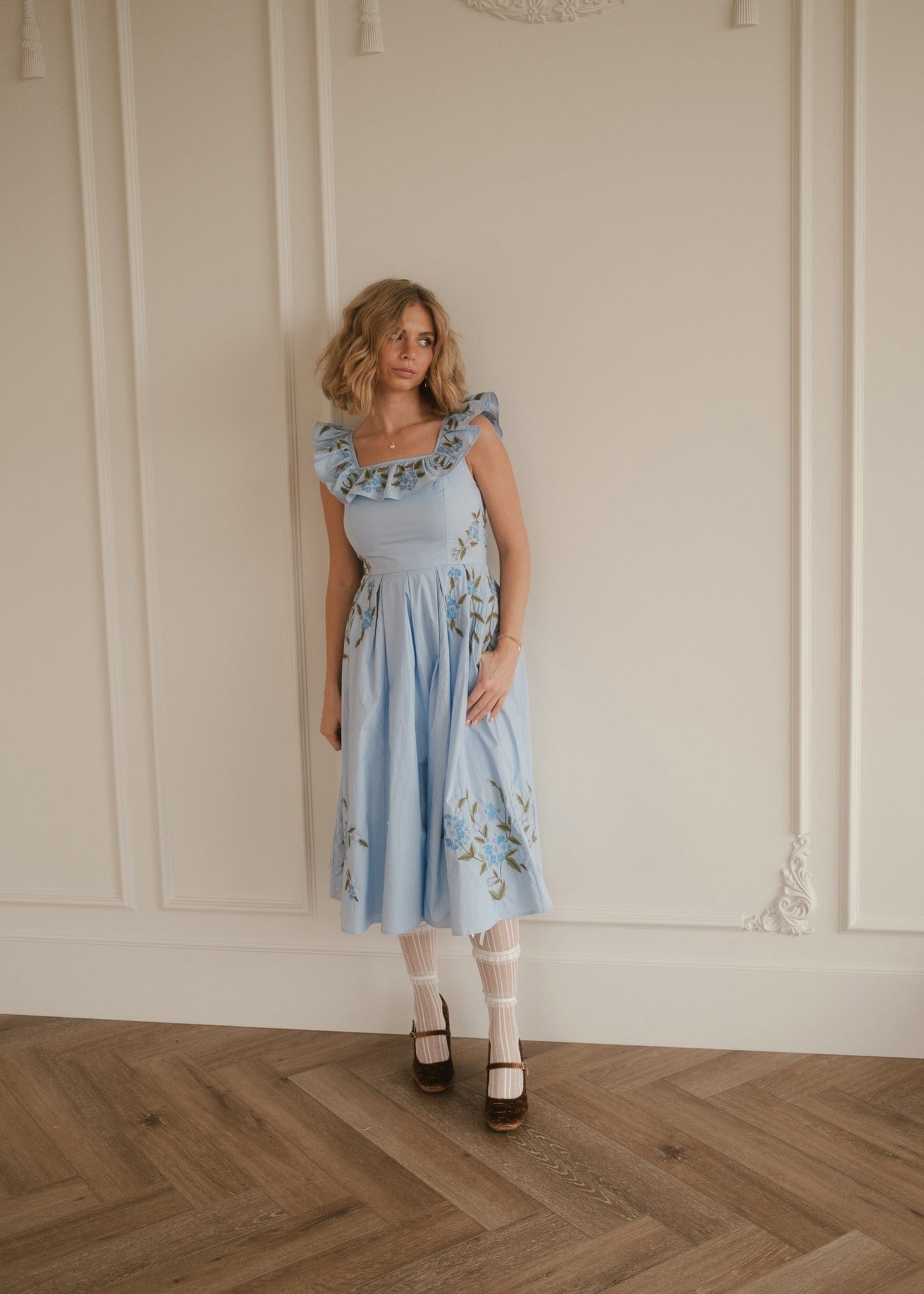 chic size inclusive model wearing JessaKae Hydrangea Dress Dresses