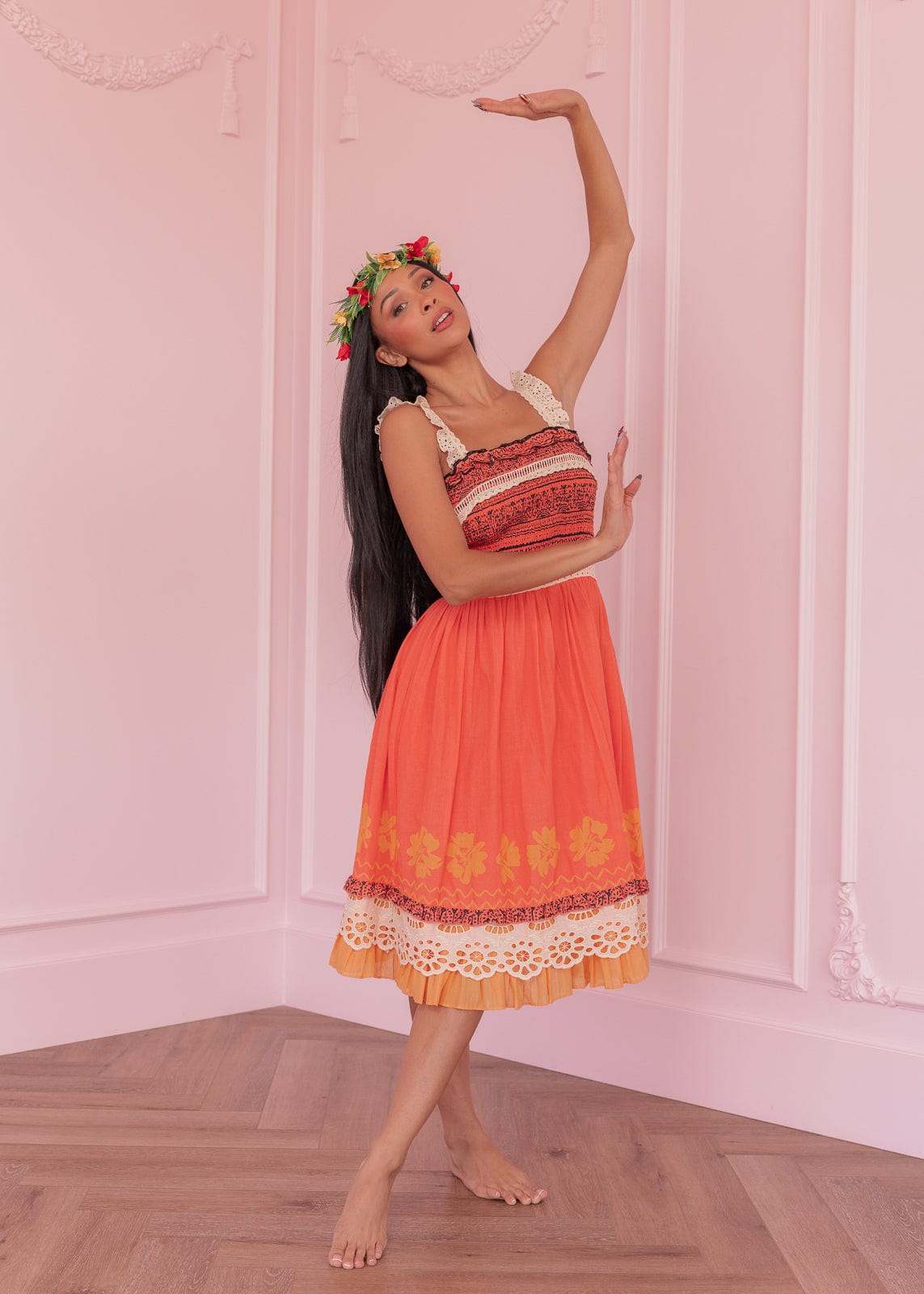 chic size inclusive model wearing JessaKae Island Princess Dress