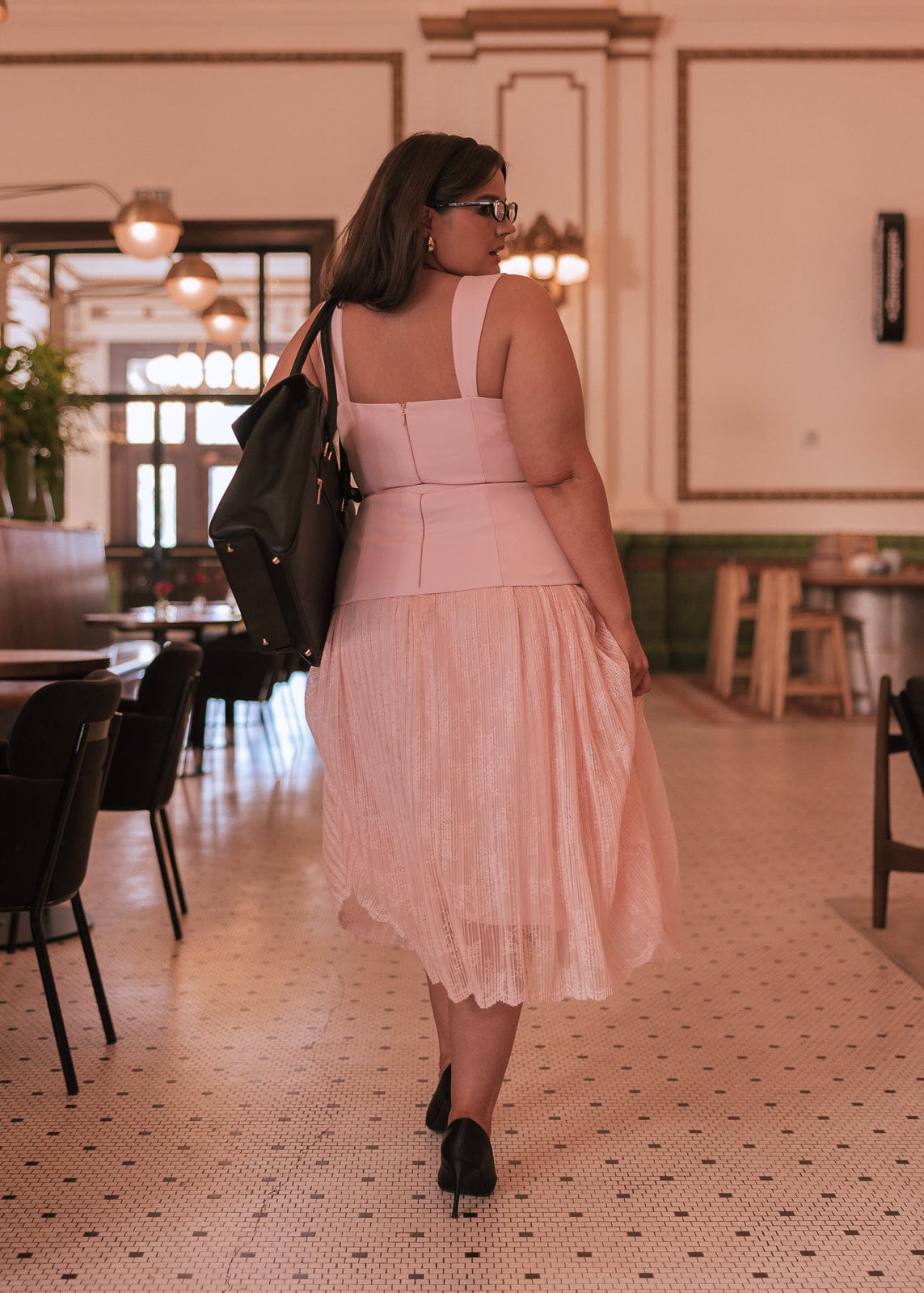 chic size inclusive model wearing JessaKae Jackie Dress