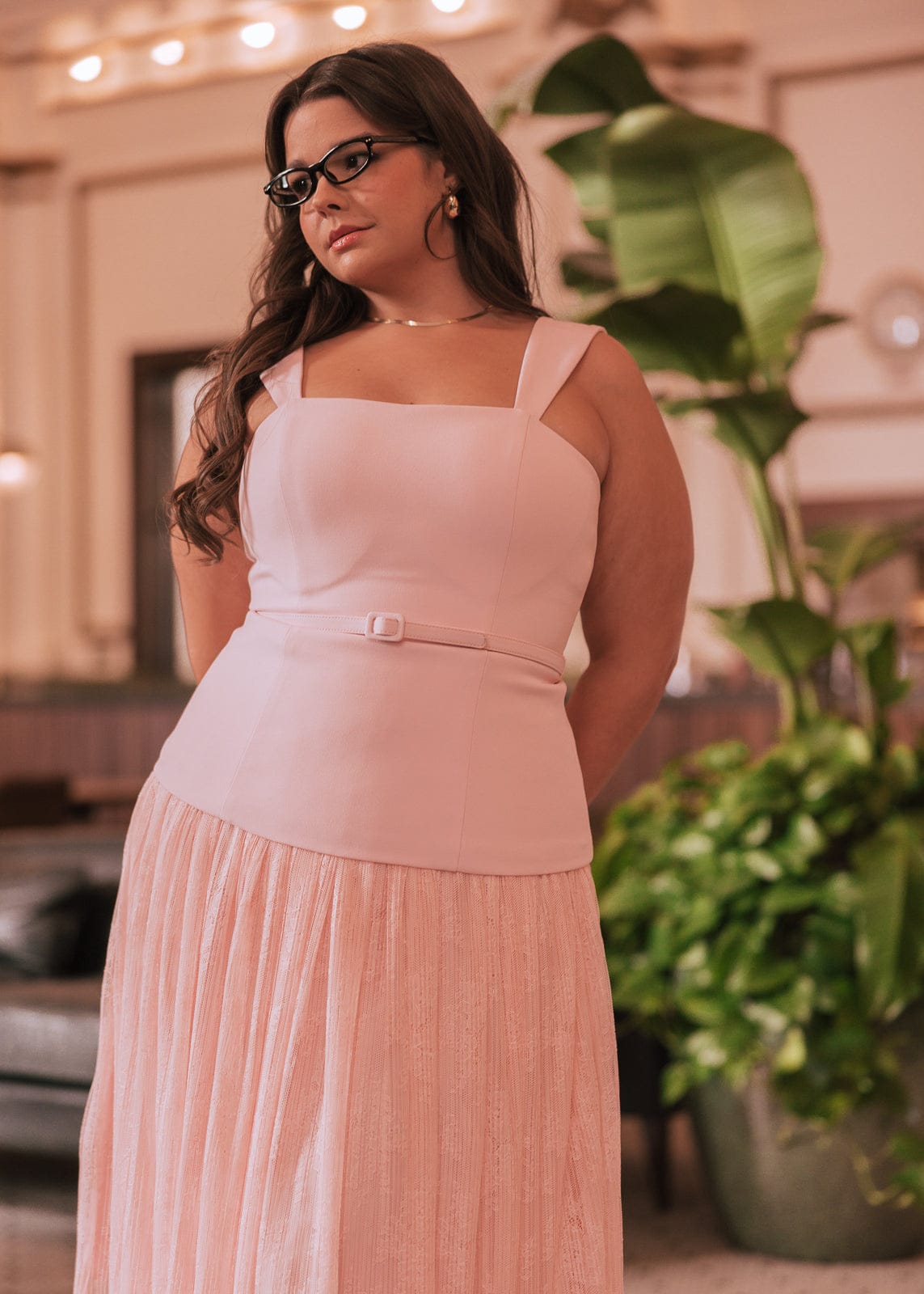 chic size inclusive model wearing JessaKae Jackie Dress