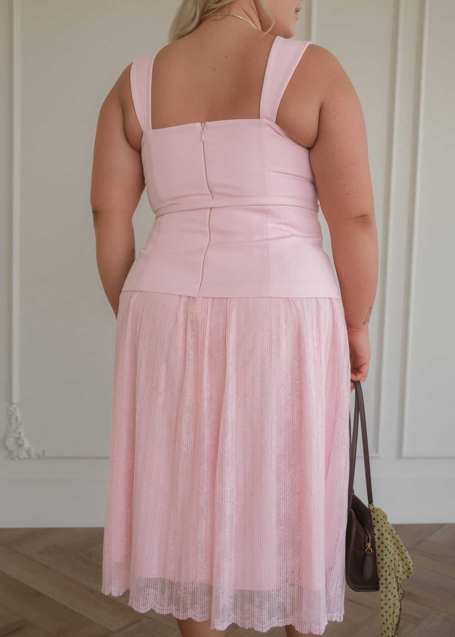 strapless open back dress Jackie Peplum Belted Dress - Pink | Occasion Dress in Sizes XXS–6X