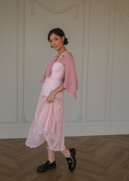 chic size inclusive model wearing JessaKae Jackie Peplum Belted Dress - Pink Dresses