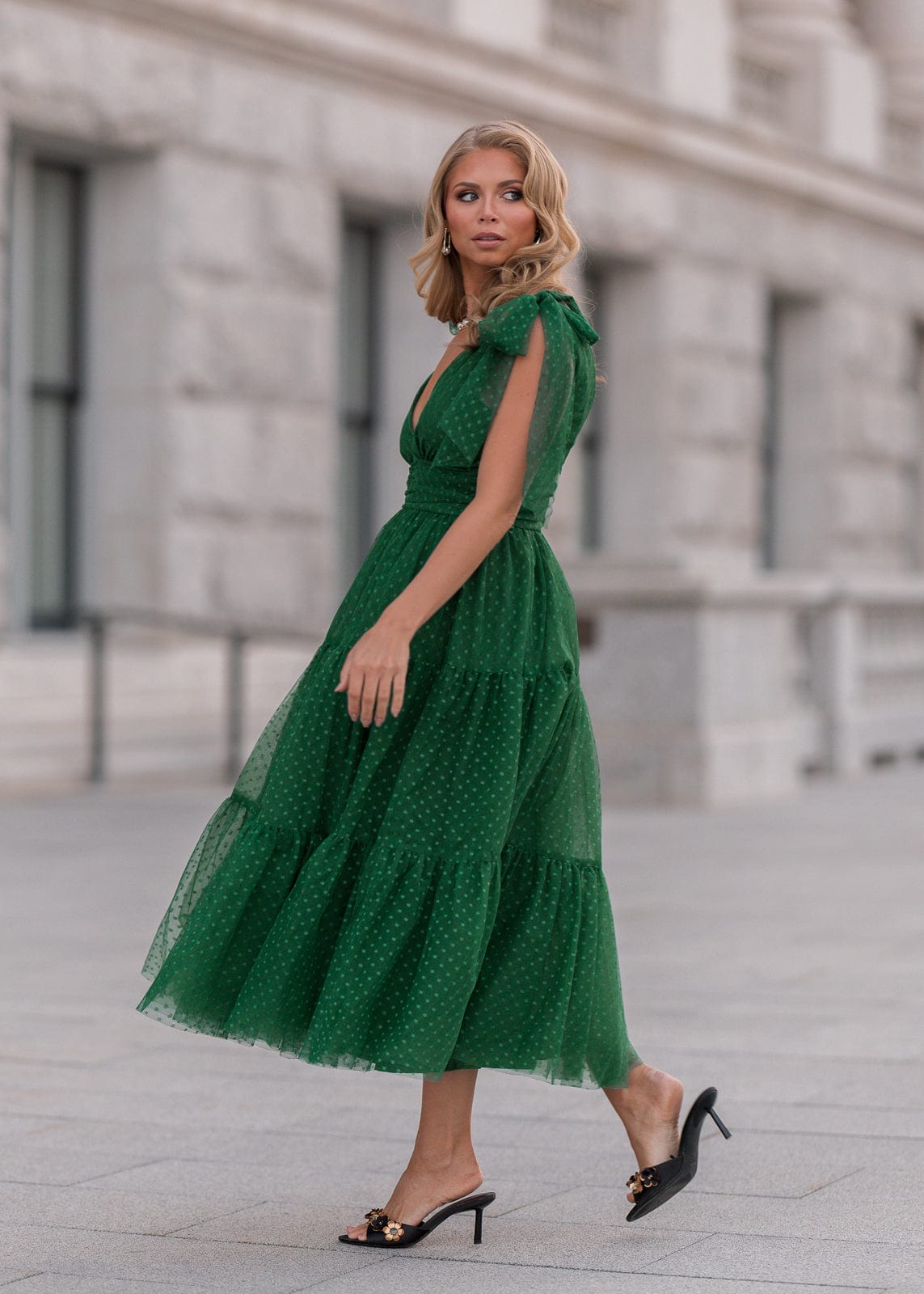 chic size inclusive model wearing JessaKae Jeanne Dress