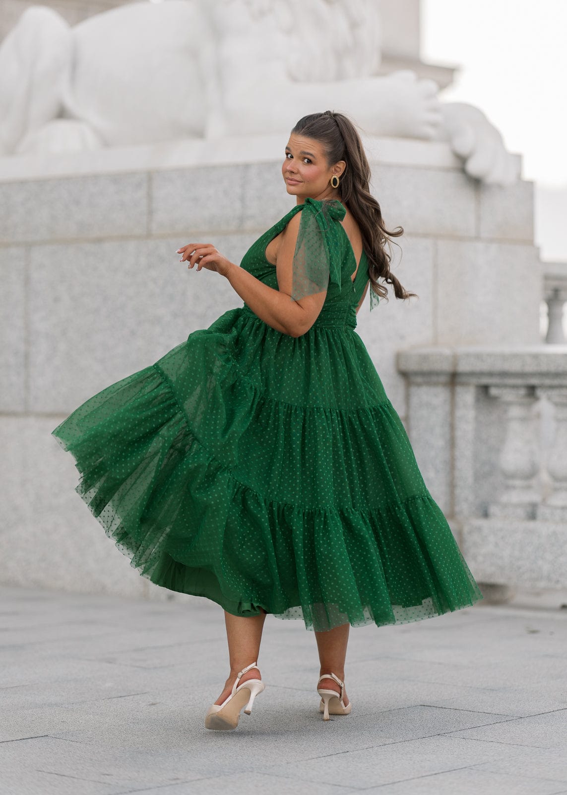 chic size inclusive model wearing JessaKae Jeanne Dress