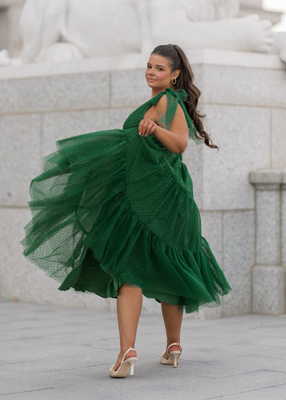 chic size inclusive model wearing JessaKae Jeanne Dress