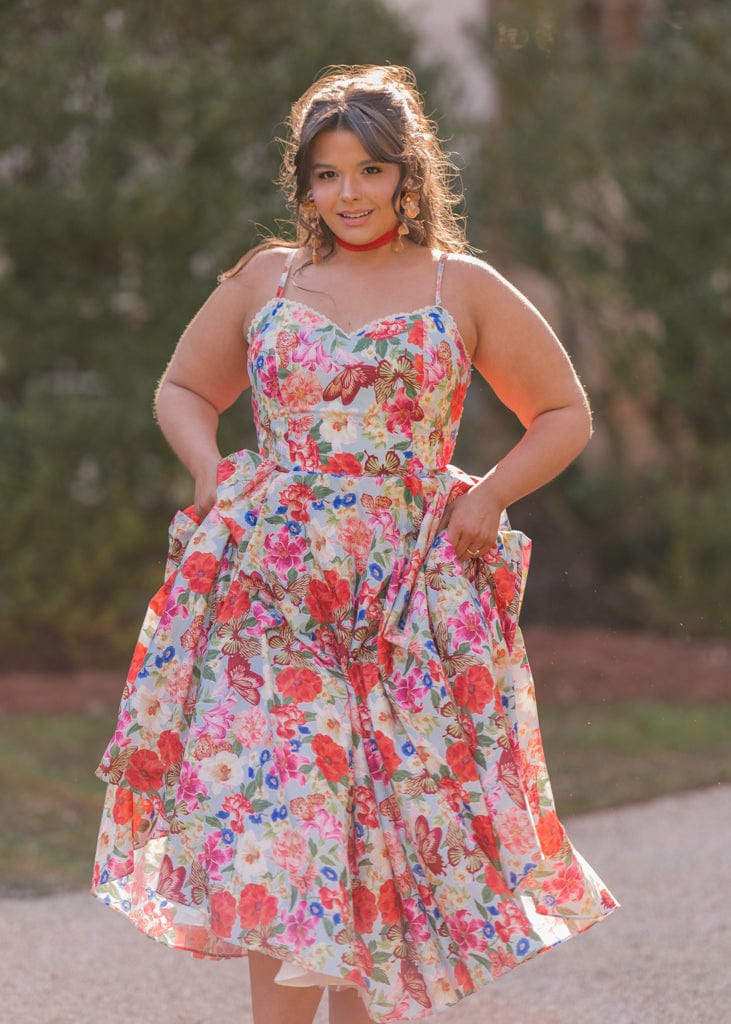 chic size inclusive model wearing JessaKae Kelly Dress