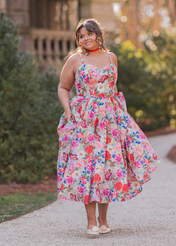 chic size inclusive model wearing JessaKae Kelly Dress