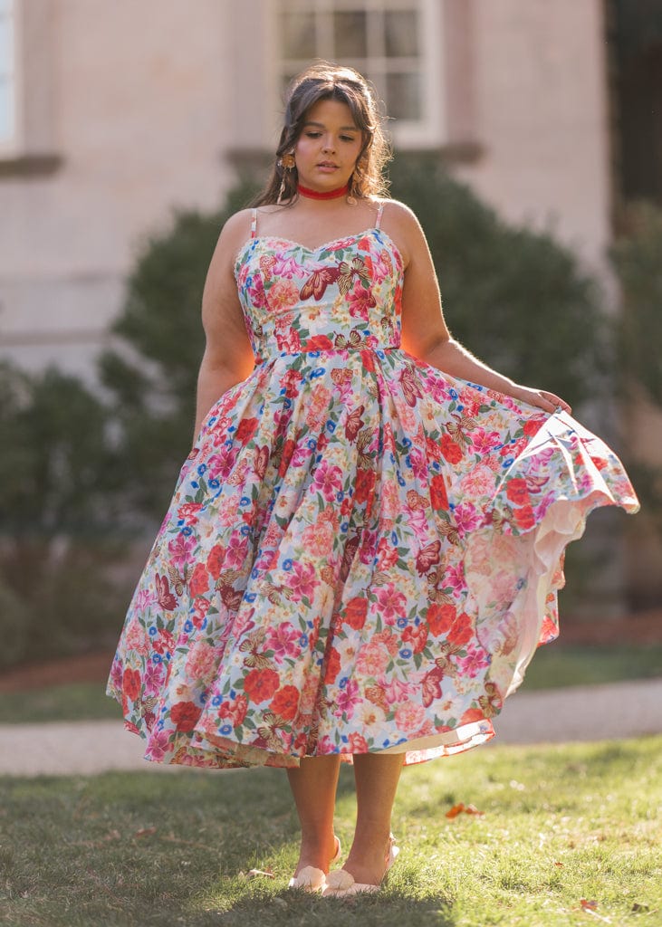 chic size inclusive model wearing JessaKae Kelly Dress