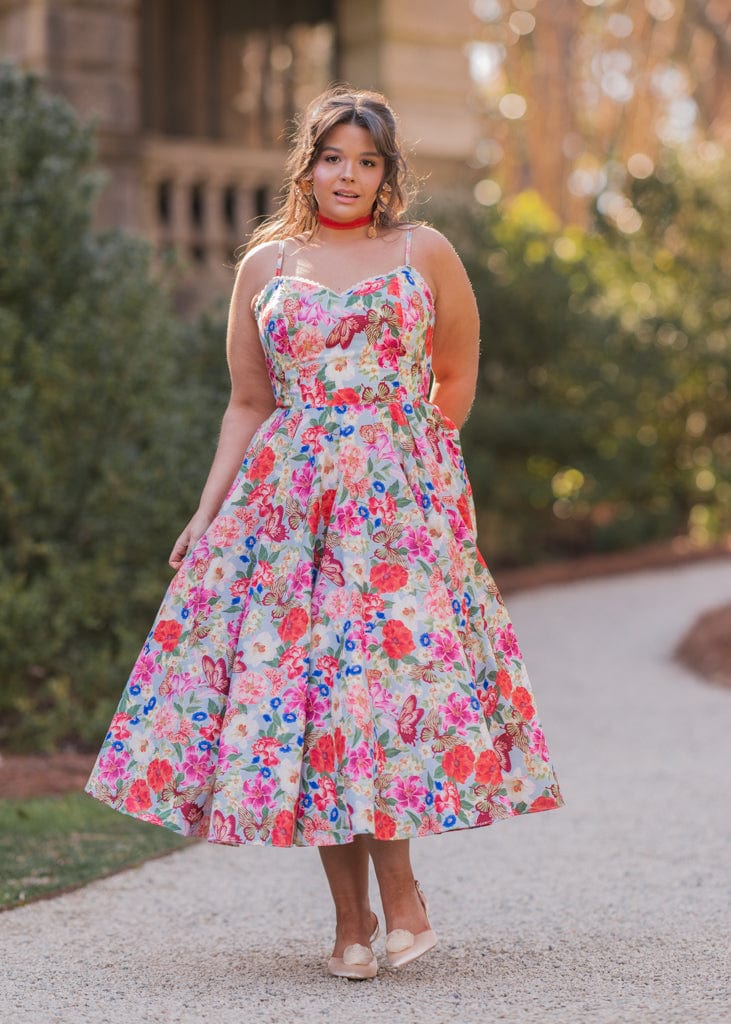 chic size inclusive model wearing JessaKae Kelly Dress