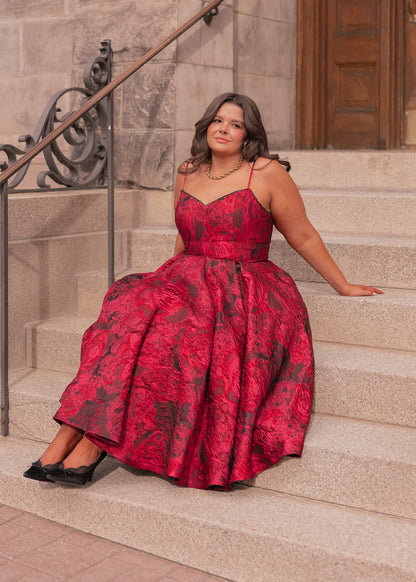 chic size inclusive model wearing JessaKae Kelly Dress